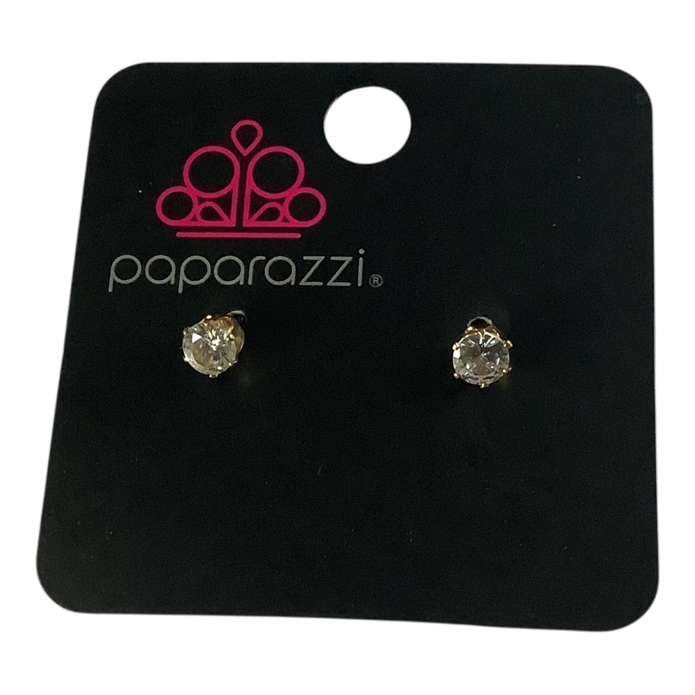 Paparazzi Jewelry Delicate Dainty Gold Post Earrings Clear Crystal‎ Studs Women